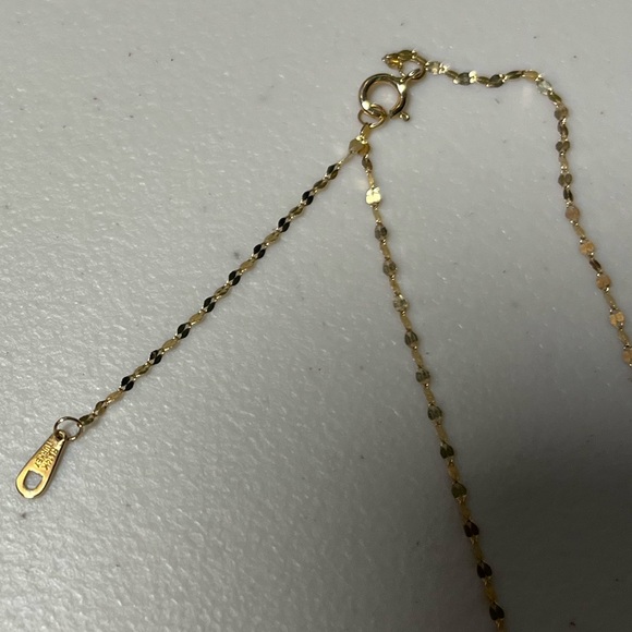 14k Solid Gold Mirror Disk Chain Lariat Necklace 18" - Picture 7 of 10